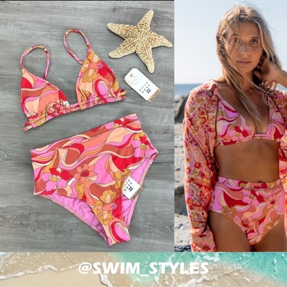 ☀️BILLABONG☀️ PRETTY GROOWY DOUBLE PRETTY GROOVY HI BIKINI SET - Picture 1 of 16